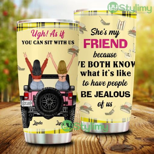 Off-Road Car Girl Journey, As If You Can Sit With Us, Personalized Besties Tumbler