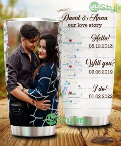 Our Love Story, Personalized Couple Christmas Tumbler - Our Love Story, Personalized Couple Christmas Tumbler