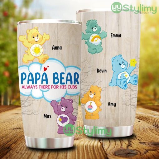 Papa Bear Always There For His Cubs, Personalized Papa Bear Tumbler