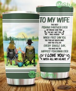 Personalized Custom Fishing Couple Tumbler - I Love You With All My Heart - Personalized Custom Fishing Couple Tumbler - I Love You With All My Heart