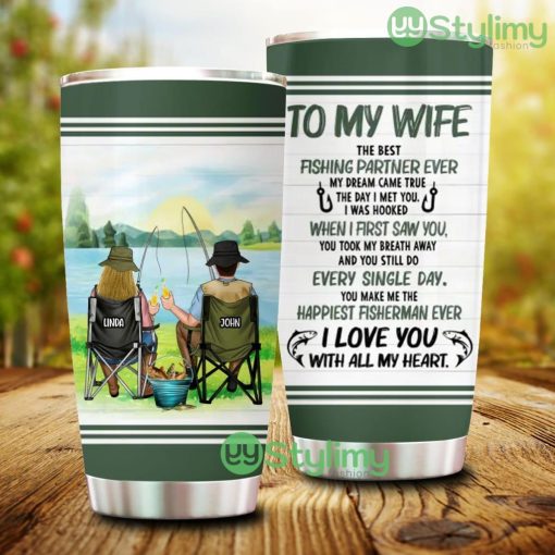 Personalized Custom Fishing Couple Tumbler – I Love You With All My Heart