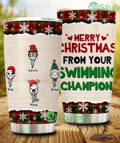 Personalized Merry Christmas From Your Swimming Champion Dad Tumbler - Personalized Merry Christmas From Your Swimming Champion Dad Tumbler