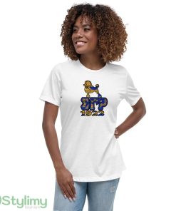 Sigma Gamma Rho African Print with Poodle and 1922 logo white best T shirts - 6400 Women_s Relaxed Short Sleeve Jersey Tee