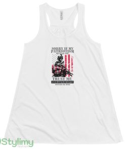 Sorry If My Patriotism Offends You Patriots Patriotism Patriotic Veteran logo white best T shirts - 8800 Women_s Flowy Racerback Tank