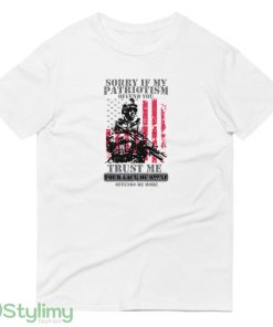 Sorry If My Patriotism Offends You Patriots Patriotism Patriotic Veteran logo white best T shirts - 980 Lightweight Fashion Short Sleeve T-Shirt