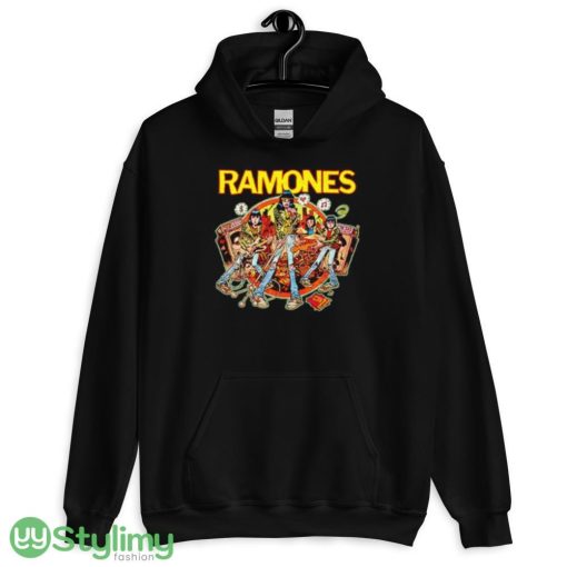 Ramones rockaway beach cartoon shirt - 18500 Unisex Heavy Blend Hooded Sweatshirt