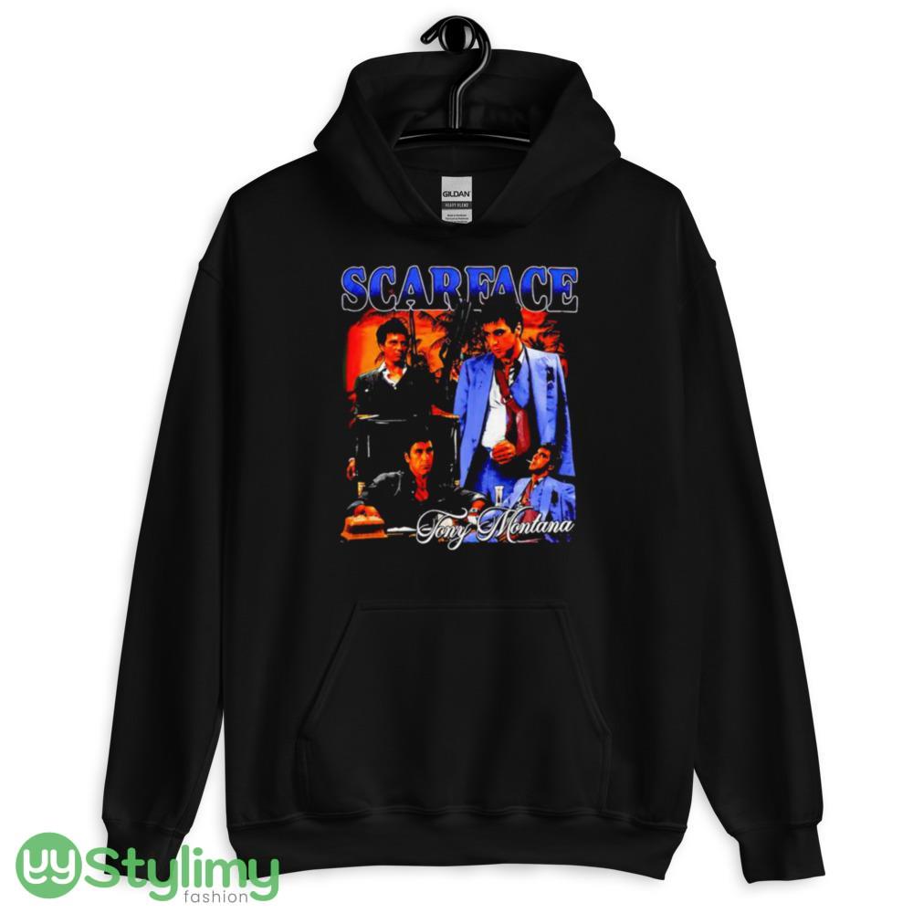 Scarface Tony Montana picture collage shirt 2 Scarface Tony Montana picture collage shirt - 18500 Unisex Heavy Blend Hooded Sweatshirt