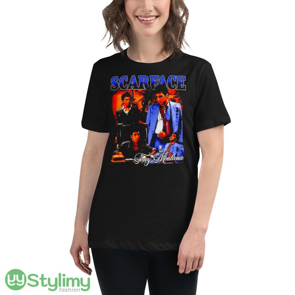 Scarface Tony Montana picture collage shirt 3 Scarface Tony Montana picture collage shirt - 6400 Women's Relaxed Short Sleeve Jersey Tee