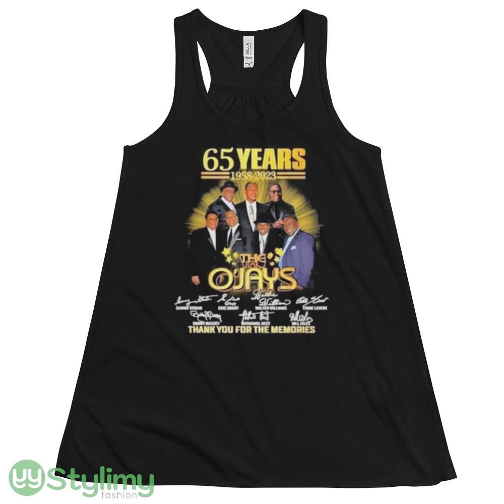 The O’jays 65 years 1958 2023 signatures thank you for the memories shirt 4 The O’jays 65 years 1958 2023 signatures thank you for the memories shirt - 8800 Women's Flowy Racerback Tank