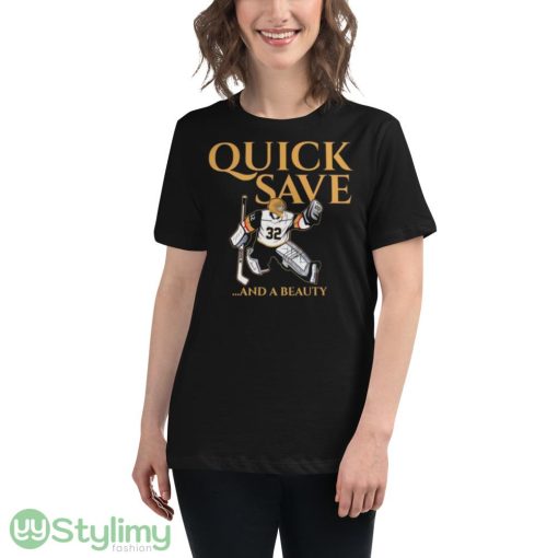 Vegas Golden Knights Vegas Jonathan Quick save and a beauty shirt - 6400 Women's Relaxed Short Sleeve Jersey Tee