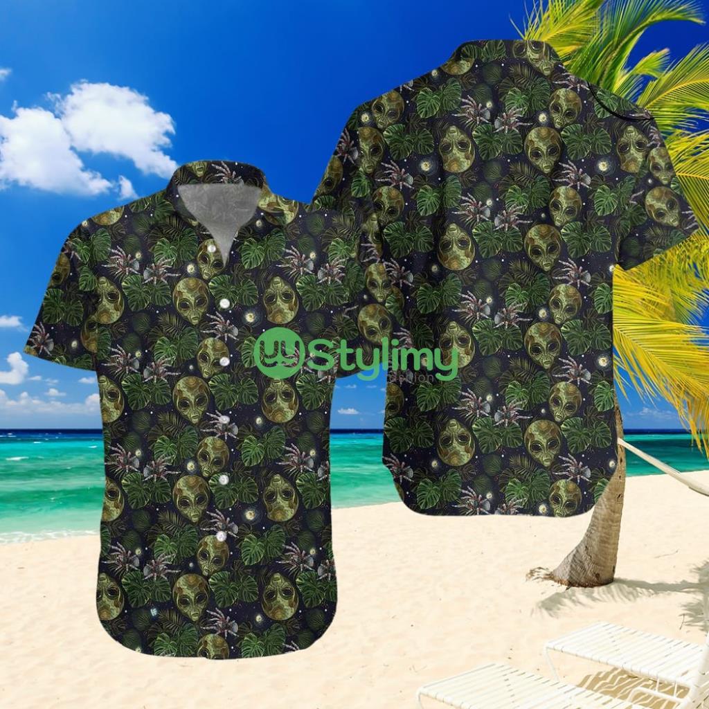 Alien And Spider In Night Tropical Forest Hawaiian Shirt 2 Alien And Spider In Night Tropical Forest Hawaiian Shirt Product Photo 1