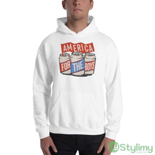 America For The Boys Beer White Shirt - 18500 Unisex Heavy Blend Hooded Sweatshirt