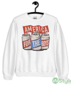 America For The Boys Beer White Shirt - 18000 Unisex Heavy Blend Crewneck Sweatshirt