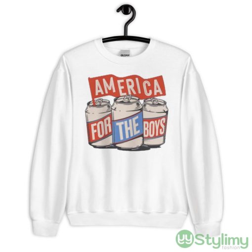 America For The Boys Beer White Shirt - 18000 Unisex Heavy Blend Crewneck Sweatshirt