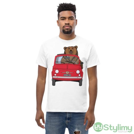 Bear In A Red Fiat 500 Design T Shirt - Men’s Classic Tee Gildan 5000