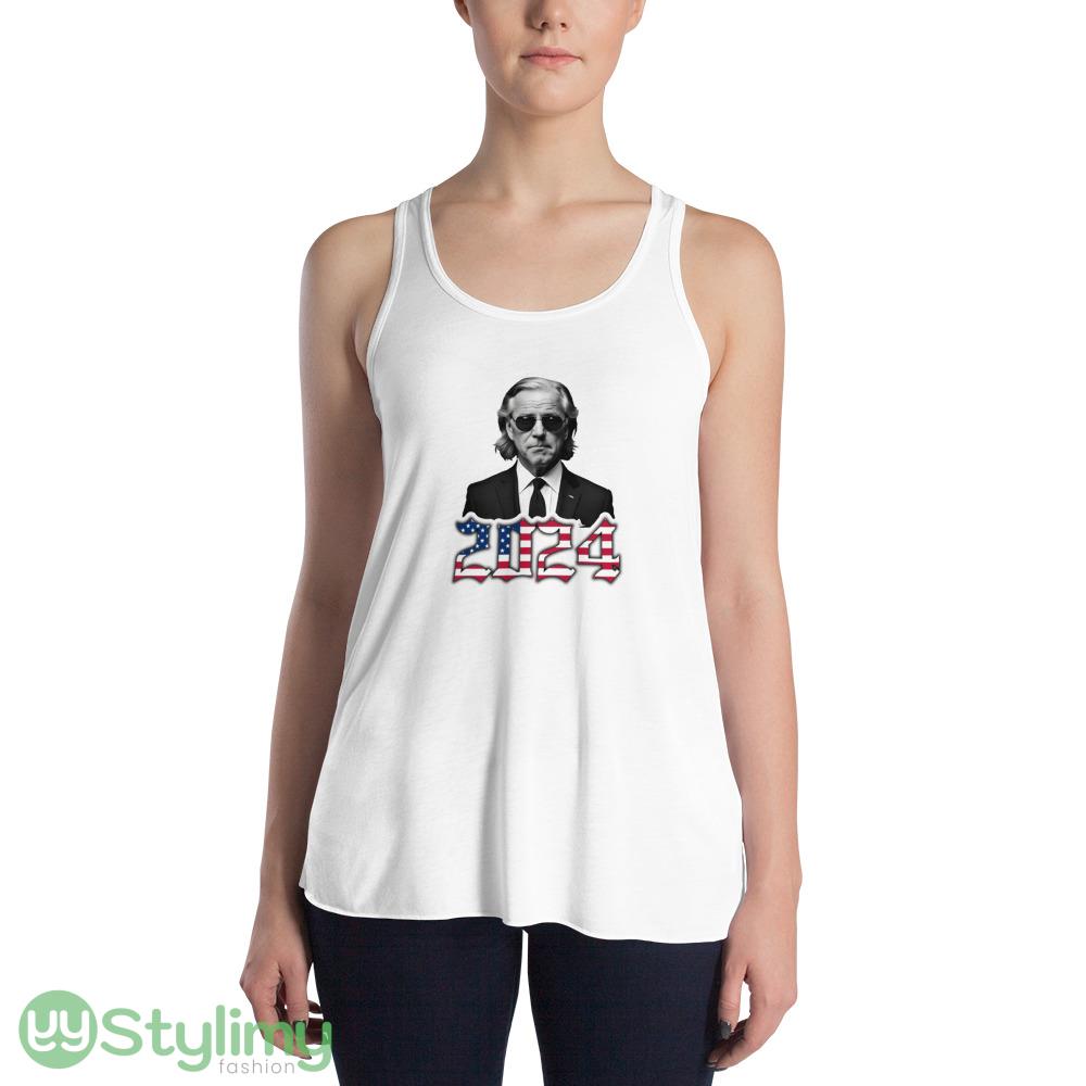 BIDEN 2024 'Merica Funny White T Shirt 3 BIDEN 2024 'Merica Funny White T Shirt - 8800 Women's Flowy Racerback Tank
