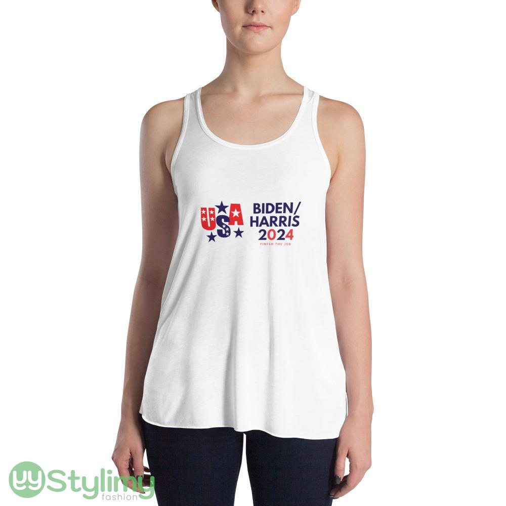 Biden Harris 2024 Funny White T Shirt 3 Biden Harris 2024 Funny White T Shirt - 8800 Women's Flowy Racerback Tank