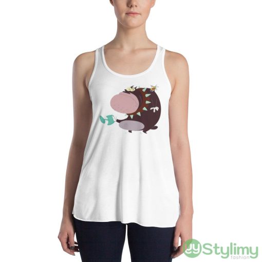 Bob The Bulldog Oggy And Cockroaches Design Shirt - 8800 Women's Flowy Racerback Tank