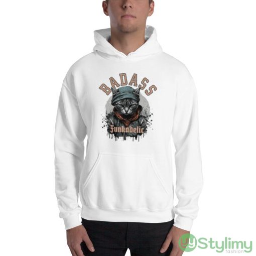 Cat Badass Cat Funkadelic Graphics T Shirt - 18500 Unisex Heavy Blend Hooded Sweatshirt