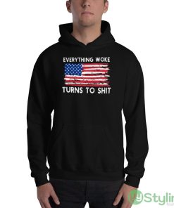 Everything Woke Turns To Shit Design 1 Black T Shirt - 18500 Unisex Heavy Blend Hooded Sweatshirt
