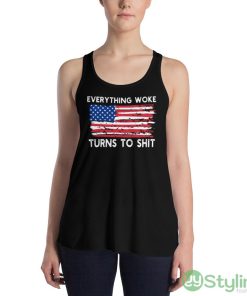 Everything Woke Turns To Shit Design 1 Black T Shirt - 8800 Women's Flowy Racerback Tank