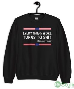Everything Woke Turns To Shit Funny Trump gift Design 3 Shirt - 18000 Unisex Heavy Blend Crewneck Sweatshirt