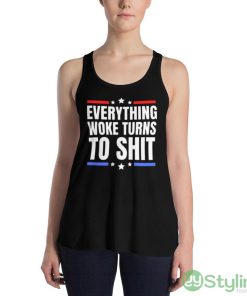 Everything woke turns to shit - joe biden sucks Black T Shirt - 8800 Women's Flowy Racerback Tank