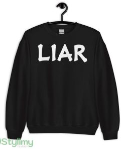 Hayley wearing Liar Design Shirt - 18000 Unisex Heavy Blend Crewneck Sweatshirt