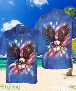 Hyperfavor Christmas Hawaiian Shirts For Men and Women, Eagle Fly With America Flag Hawaiian Shirt Product Photo 1