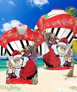 Hyperfavor Christmas Hawaiian Shirts, Santa Claus With Piano BackgroundGift For Men And Women Product Photo 1