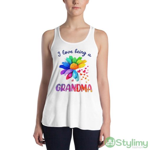 I Love Being A Grandma Sunflower Design Shirt - 8800 Women's Flowy Racerback Tank