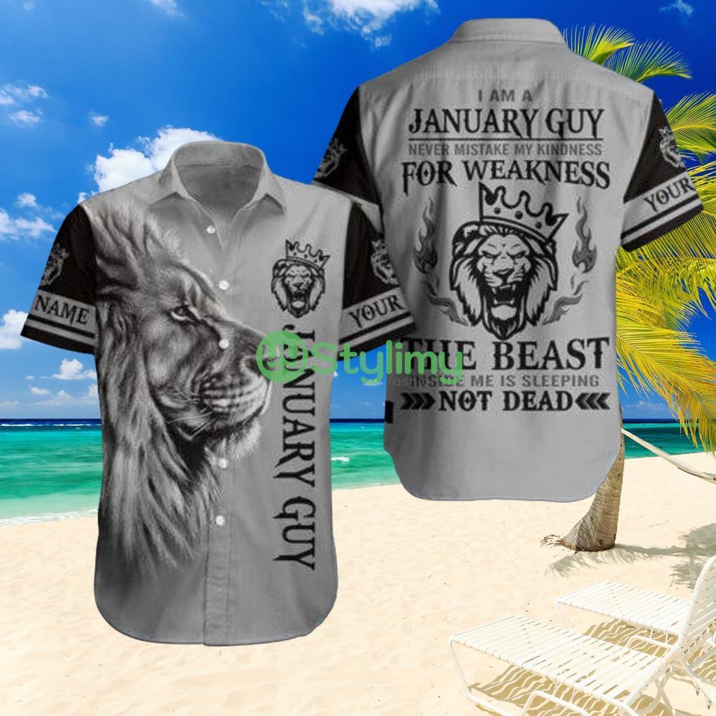 Lion January Guy Custom Name New Style Hawaiian Shirt 2 Lion January Guy Custom Name New Style Hawaiian Shirt Product Photo 1