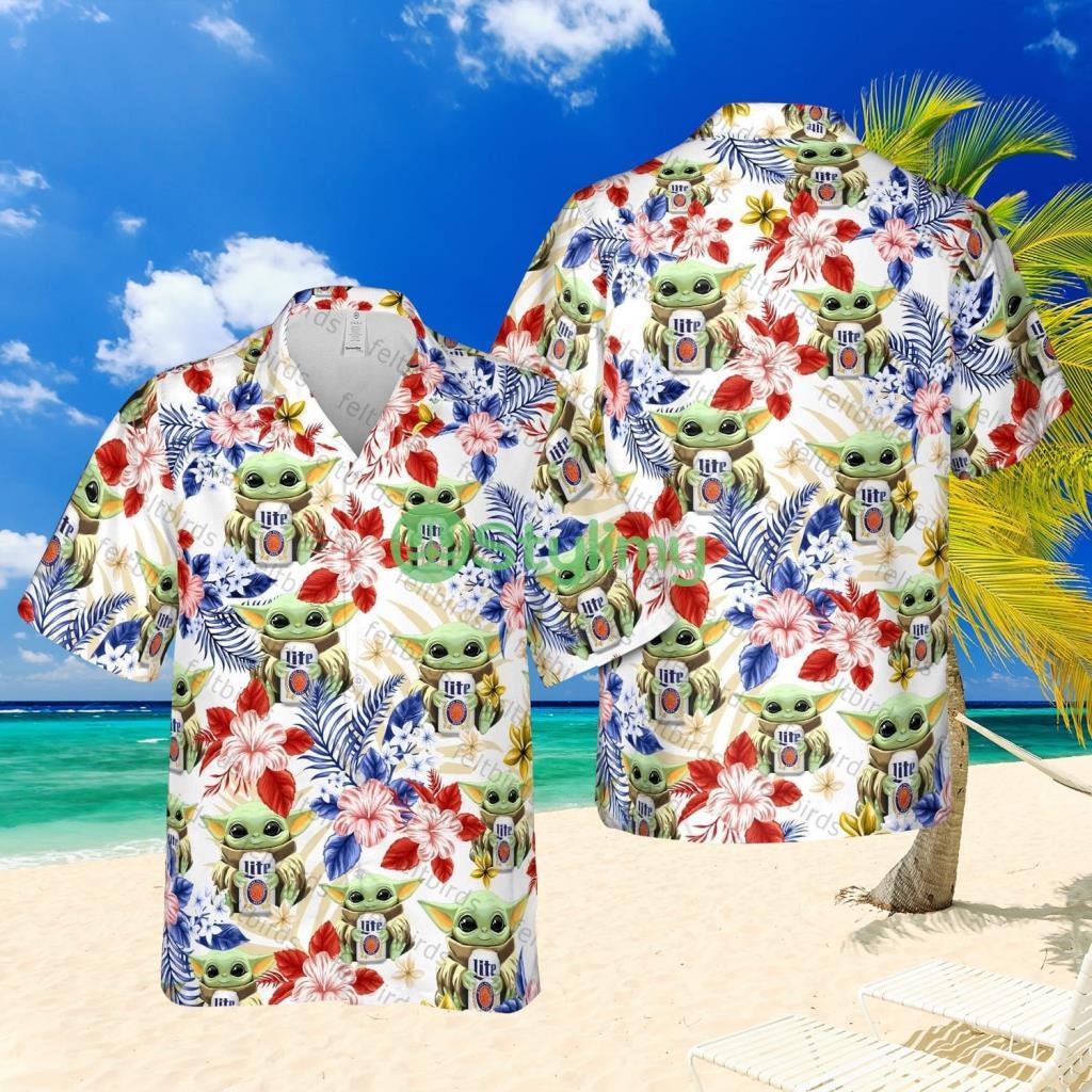 Miller Lite Beer Baby Yoda For Holiday Hawaiian Shirt 2 Miller Lite Beer Baby Yoda For Holiday Hawaiian Shirt Product Photo 1