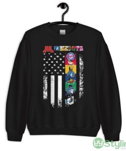 Minnesota Sport Team Logo 2023 American Flag Shirt - 18000 Unisex Heavy Blend Crewneck Sweatshirt