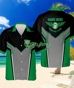 Personalized Bowling Team Green Black Hawaiian Shirt Product Photo 1
