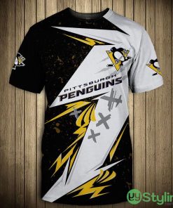 Pittsburgh Penguins Thunder Design 3d T-Shirt For Men And Women - Pittsburgh Penguins T-shirt 3D thunder design short Sleeve_1