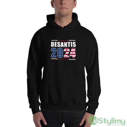 Ron Desantis for President 2024 American Flag Shirt - 18500 Unisex Heavy Blend Hooded Sweatshirt