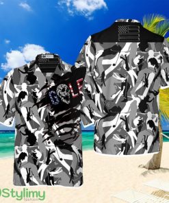 Tattered BnW Camouflage Golf Hawaiian Shirt Product Photo 1
