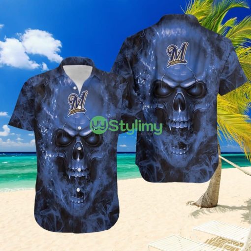 Milwaukee Brewers Fan Skull Hawaiian Shirt