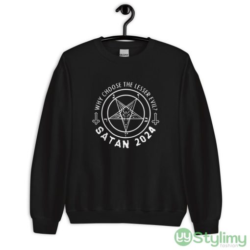 SATAN 2024 (white) Funny T Shirt - 18000 Unisex Heavy Blend Crewneck Sweatshirt