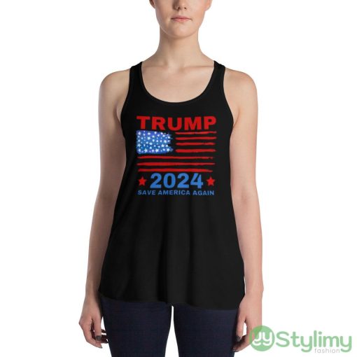 Save america again 2024 trump American Flag Shirt - 8800 Women's Flowy Racerback Tank