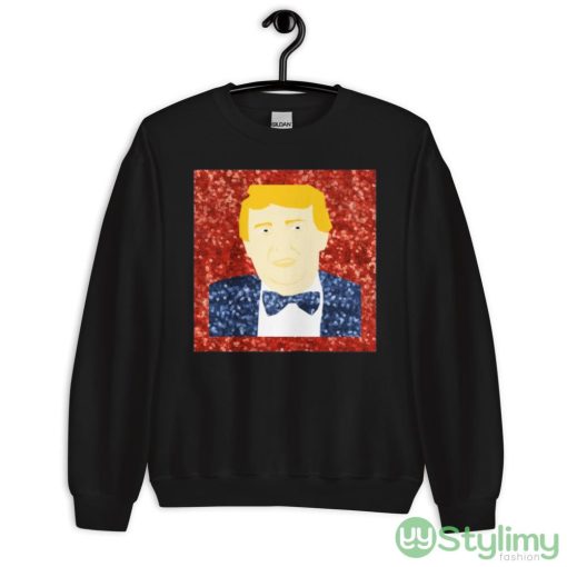 sequin print funny donald trump Black T Shirt - 18000 Unisex Heavy Blend Crewneck Sweatshirt
