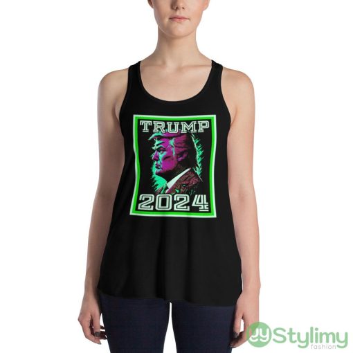 Take America Back Trump 2024 Rage Green and Purple Shirt - 8800 Women's Flowy Racerback Tank