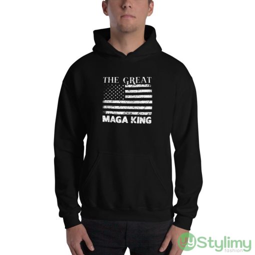 The Great MAGA King American Flag Trump President Shirt - 18500 Unisex Heavy Blend Hooded Sweatshirt