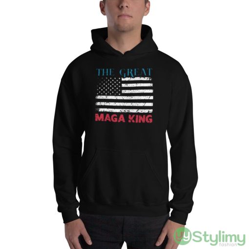 The Great MAGA King Donald Trump 2024 Black T Shirt - 18500 Unisex Heavy Blend Hooded Sweatshirt