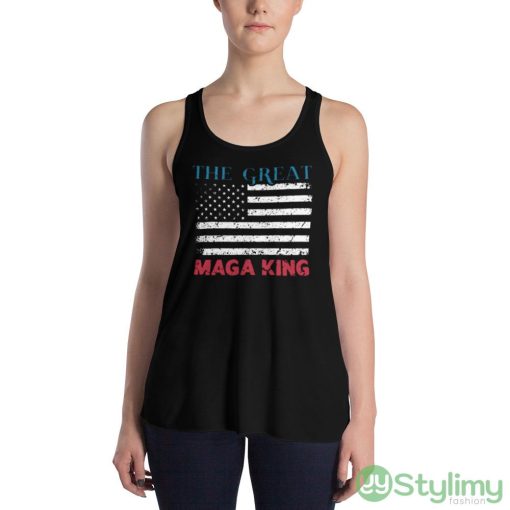 The Great MAGA King Donald Trump 2024 Black T Shirt - 8800 Women's Flowy Racerback Tank
