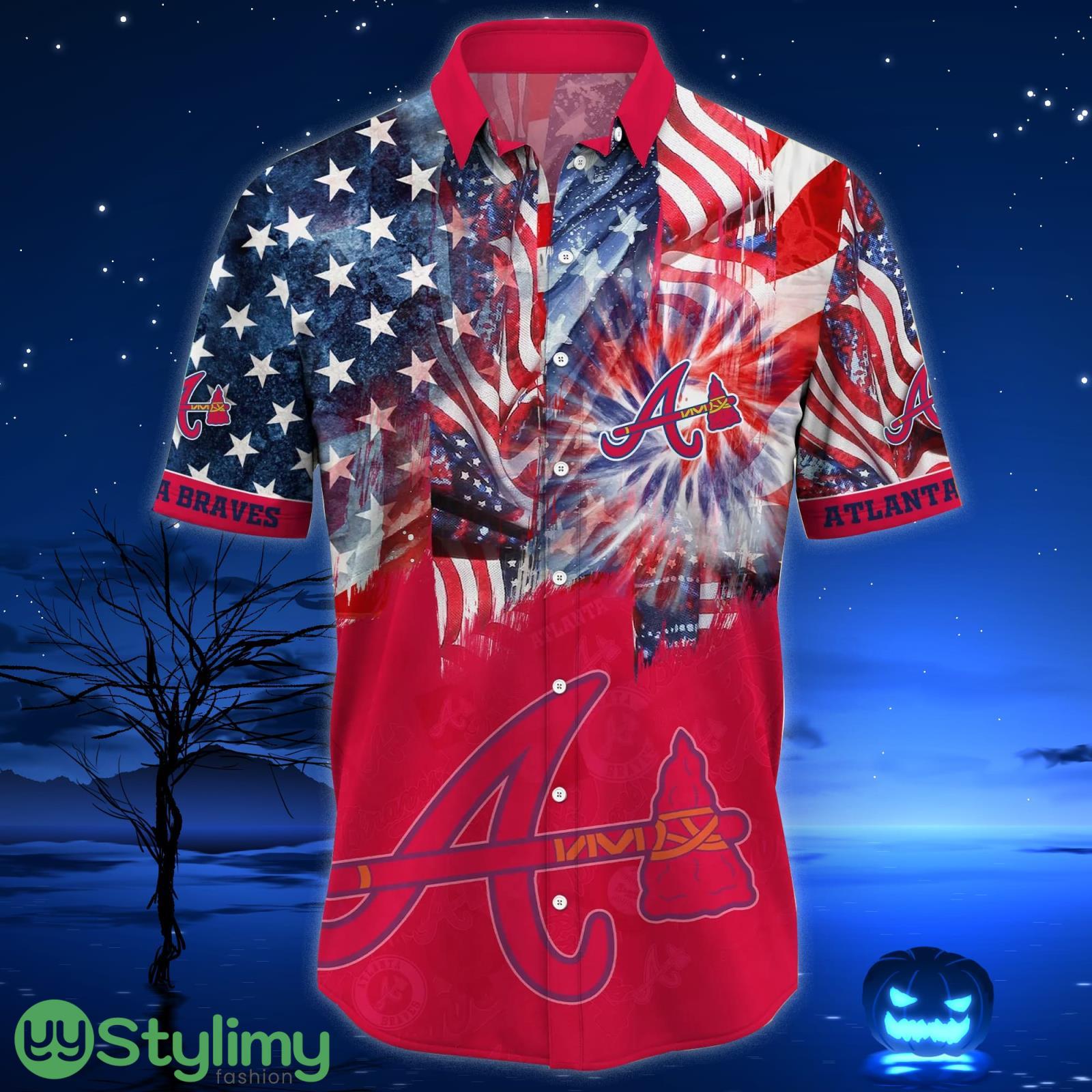 Atlanta Braves MLB US Flag Independence Day Hawaiian Shirt For Men And Women 2 Atlanta Braves MLB US Flag Independence Day Hawaiian Shirt For Men And Women Product Photo 2
