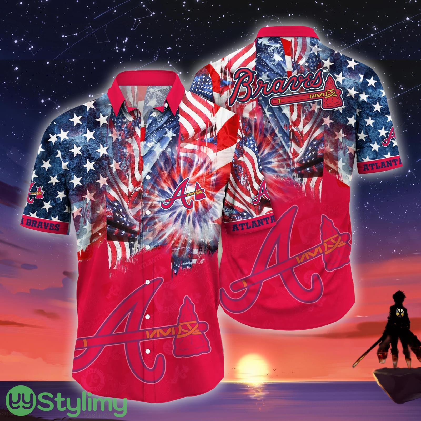 Atlanta Braves MLB US Flag Independence Day Hawaiian Shirt For Men And Women 4 Atlanta Braves MLB US Flag Independence Day Hawaiian Shirt For Men And Women Product Photo 1