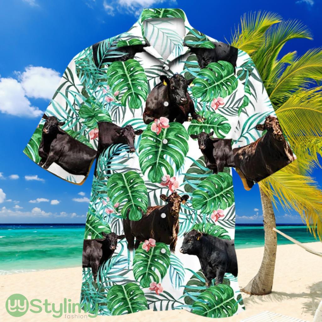 Black Angus Cattle Lovers Tropical Plant Hawaiian Shirt 2 Black Angus Cattle Lovers Tropical Plant Hawaiian Shirt Product Photo 1