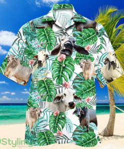 Brahman Cattle Lovers Tropical Plant Hawaiian Shirt, Cow Hawaiian Shirt Product Photo 1